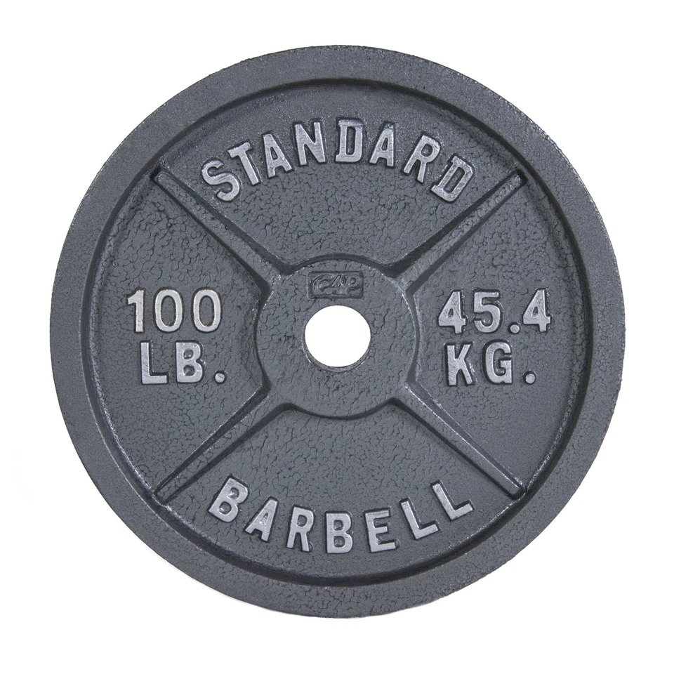 Placa de peso olímpica CAP Barbell - 100 lb hierro fundido sólido, revestimiento gris Foto 1 de 2