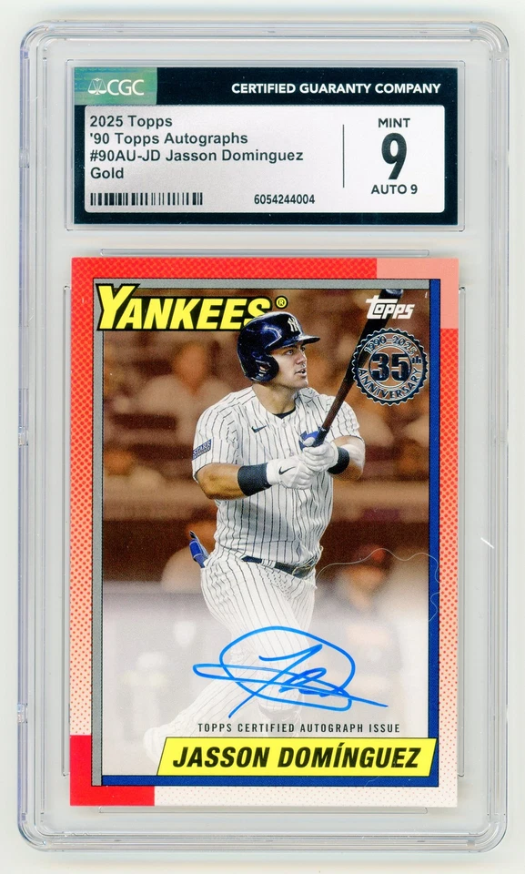 2025 Topps Jasson Domínguez Gold Auto /50 CGC 9/9 Yankees 1990 RC GEM - Image 1 of 2