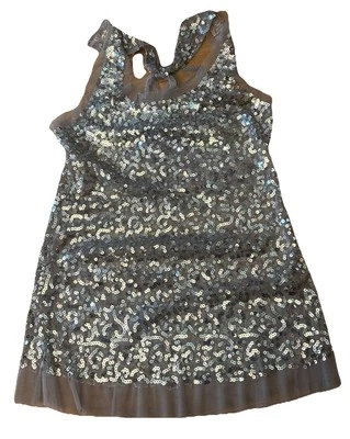 NWT Lipstick Brand  Sequin Tank Top Women's Large Silver Scoop Racerback - Image 1 of 4