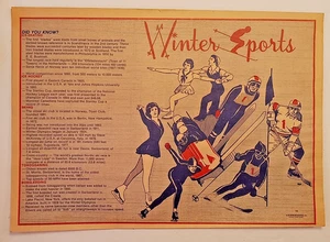 Set/12 Vintage 1970's Paper Restaurant Placemats NOS Paperades Winter Sports - Bild 1 von 9