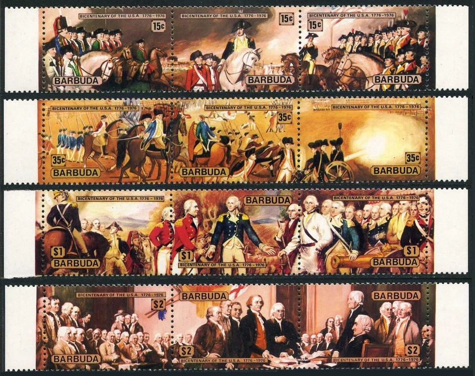 Barbuda 234-237, MNH. Michel 249-260. USA-200, 1976. Yorktown Victory, Battles. - Image 1 of 1