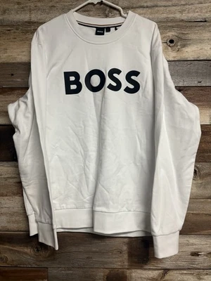 Suéter Hugo Boss Current Blanco Spellout Mezcla de Algodón Cuello Redondo Talla 2XL NUEVO CON ETIQUETAS Foto 1 de 3