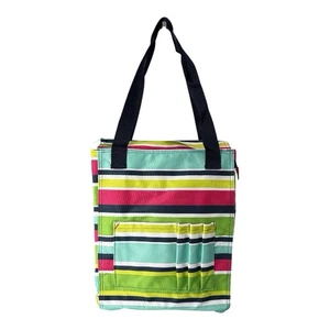 Nuevo con etiquetas Bolso Organizador Thirty-One 31 Alto Preppy Pop Rayas 11x13x6 Cremallera Superior - Imagen 1 de 9
