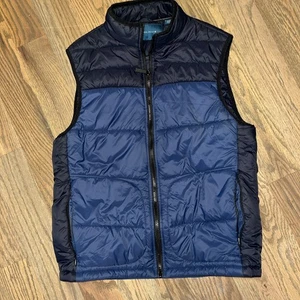 Perry Ellis navy & black puffer Down Jacket Vest sz Small - Picture 1 of 4