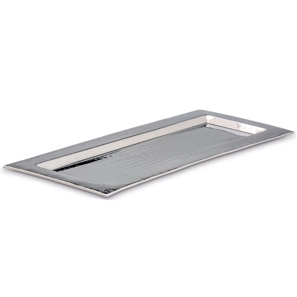 langes schmales rechteckiges gehämmertes Edelstahl Deko Tablett 54 cm - Bild 1 von 1