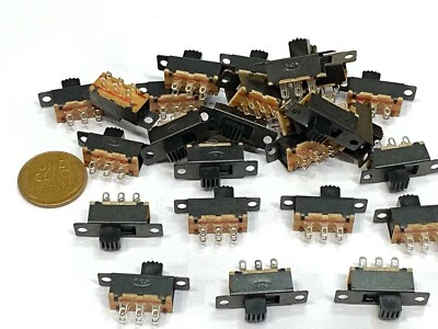 25 x Mini Interruptor Deslizante 6 Pines 2 Posiciones DPDT Interruptores Deslizantes Negro Pequeño C1 Foto 1 de 2