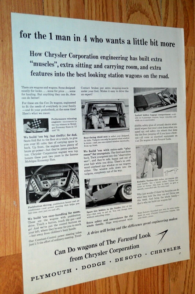 Chrysler 1958 características especiales original gran anuncio vintage 58 Foto 1 de 1