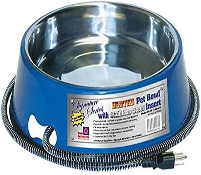 FI. HEATED ELECTRIC DOG CAT PET FARM WATER BOWL OUTDOOR WATERER STAINLESS - Image 1 of 4