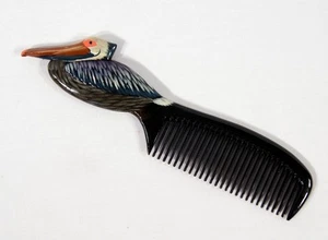 Hand Painted Pelican Bird Comb 007P - Picture 1 of 1