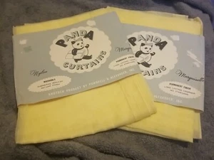 Lot Of 2 Vintage NOS Sheer Yellow Nylon CURTAIN PANELS Ea 42”X81" Marquisette - Picture 1 of 5