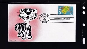 SCOTT 3179 CHINESE LUNAR NEW YEAR TIGER PAM 6/11 HAND PAINTED FIRST DAY COVER - Picture 1 of 1