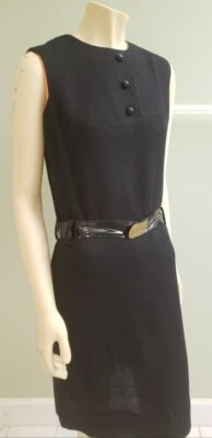 little vestido negro años 60 lino sin mangas M cinturón Foto 1 de 4