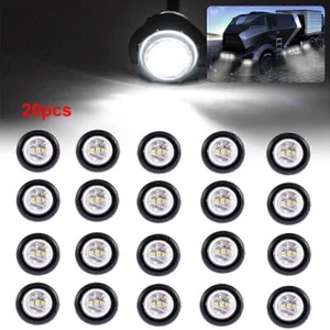 20x 3/4'' White LED Side Marker Lights Truck Trailer Clearance 12V Bullet Light - Picture 1 of 6
