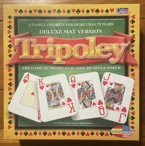 2003 Cadaco Tripoley Game Board Deluxe Mat Edition Michigan Rummy Hearts Poker - Picture 1 of 12