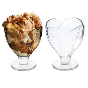 Glass Dessert Bowl Sundae Ice Cream Glasses Fruit Cocktail Dishes Cup Set of 6 - Picture 1 of 28