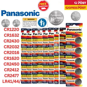 Panasonic CR1220 CR1616 CR1620 CR1632 CR2025 CR2032 3V Lithium Coin Batteries - Picture 1 of 22