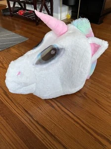 Unicorn Mascot Costume Cosplay Mask Furry Halloween Horse Pony Plush Head Prop - Picture 1 of 4
