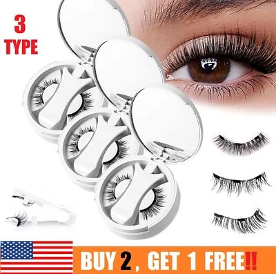 Reusable Women's Magnetic Natural Eyelashes Applicator Look False Eyelashes US - Image 1 of 4