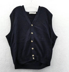 Nicklaus Sweater Vest XL Mens Blue USA Made Button Up Cable Knit V-Neck  Vintage - Picture 1 of 9
