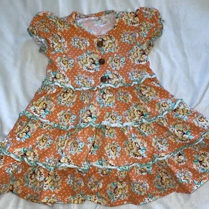 SERENDIPITY 2T 3T 2 3 XS by SHRIMP & GRITS AUTUMN ORANGE TIERED DRESS Floral - Picture 1 of 7
