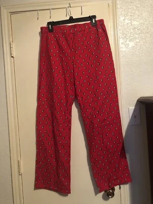 Tommy Hilfiger 100% 棉法兰绒红色企鹅印花睡衣裤 L — 第 1/3 张图片