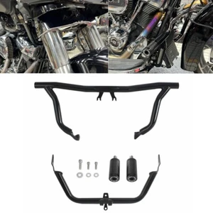 Barra de choque protectora de motor negra con kit de soporte de carenado para Harley Road Glide 15-up - Imagen 1 de 9