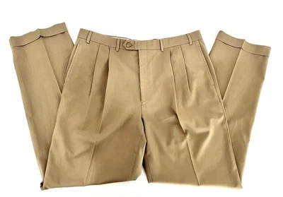Pantalones para hombre Lauren Ralph Lauren beige 38w/34l 100 % lana plisados con puños *dañados* Foto 1 de 4