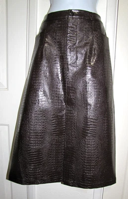 Falda midi lápiz INC imitación cuero frontal abertura marrón texturizada cocodrilo Wm. 12 Foto 1 de 4