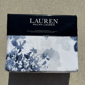 Ralph Lauren Flora Floral Blue White Sheet Set Full/Queen Duvet Cover 2 Shams - Picture 1 of 2