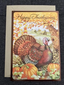 Hallmark Greeting Card Happy Thanksgiving Turkey Pumpkins Fall Family Friends - Picture 1 of 8