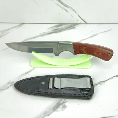 Cuchillo de hoja fija Winchester Hunter mango de madera + funda - cuchillo de caza clásico Foto 1 de 4
