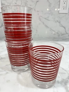 Four 90s Era IKEA Gifts Red Striped Drinking Glasses Vintage EUC - Picture 1 of 12