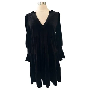 Tuckernuck Pomander Place Dress Womens Large Kenzo Black Velvet Tiered Short - Picture 1 of 22