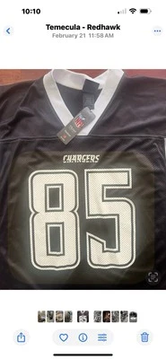 Vintage San Diego Chargers Antonio Gates Jersey Reebok NFL Size Black RARE - Image 1 of 4