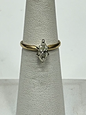 Vintage .50 Carat I3 L Color Natural Marquise Diamond 14k YG Ring Size 5 - Изображение 1 из 4