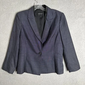 Lafayette 148 Blazer Womens Large Black Gray Wool Silk Blend Career Jacket - Picture 1 of 8