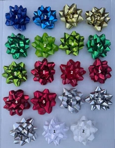Metallic Confetti Gift Bows 4" 20 Loops 6 units easy peel stick - Picture 1 of 7