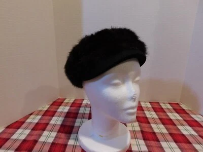 Sombrero vintage de mujer con banda de piel de visón real Foto 1 de 4