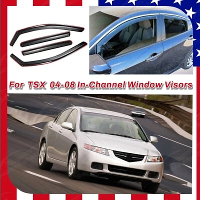 Se adapta a Acura TSX 2004-2008 visera de ventilación de ventana en canal protector de lluvia deflectores de viento Foto 1 de 4