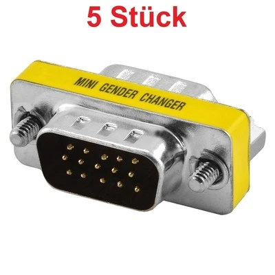 S-VGA D-SUB Stecker Verbindung Verbindungsstück Adapter für Monitorkabel 15polig - Bild 1 von 2