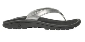NIB - OluKai Girls Kalapa Kai - Size 9/10 Silver/Black 301144-2K40 - Picture 1 of 13