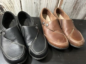 Clarks Ashland Damen-Halbschuhe 2 Paar schwarz & braun Größe 10 geknöpft - Bild 1 von 16