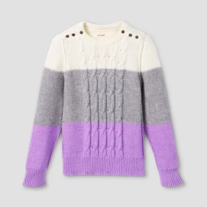 Girls' Adaptive Cable Pullover Sweater - Cat & Jack XS, One Color - Picture 1 of 1