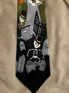 Gianfranco Silk Halloween Tie 58x3 1/2 Skeleton Band - Picture 1 of 7