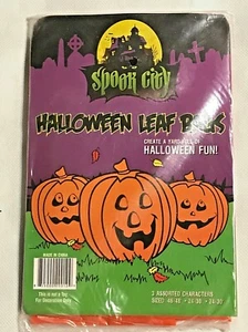 4 Packs Spook City Halloween Leaf Bags Pumpkin Jack O Lantern 12 bags Total NOS - Picture 1 of 7