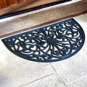 Rubber Door Mat Non Slip Heavy Duty Durable Outdoor Non-Slip Half Moon 75x45cm - Picture 1 of 24