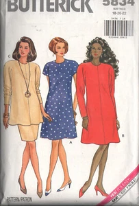 Butterick 5834 Sewing Pattern Misses Dress Tunic Skirt Size 18-20-22 Uncut FF - Picture 1 of 2