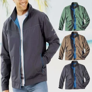 Chaqueta impermeable a la lluvia para hombre ex abrigo liso a prueba de viento con cremallera completa con cremallera de bolsillo - Imagen 1 de 12