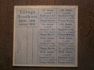 Cupones de ración de tarjeta de pan de Dinamarca 1918-1919 - Imagen 1 de 1