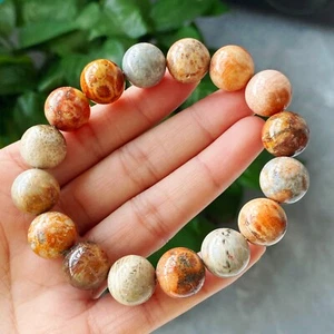 Bracelet perles de cristal 13 mm jade orange naturel corail quartz AAA C865 - Photo 1/7